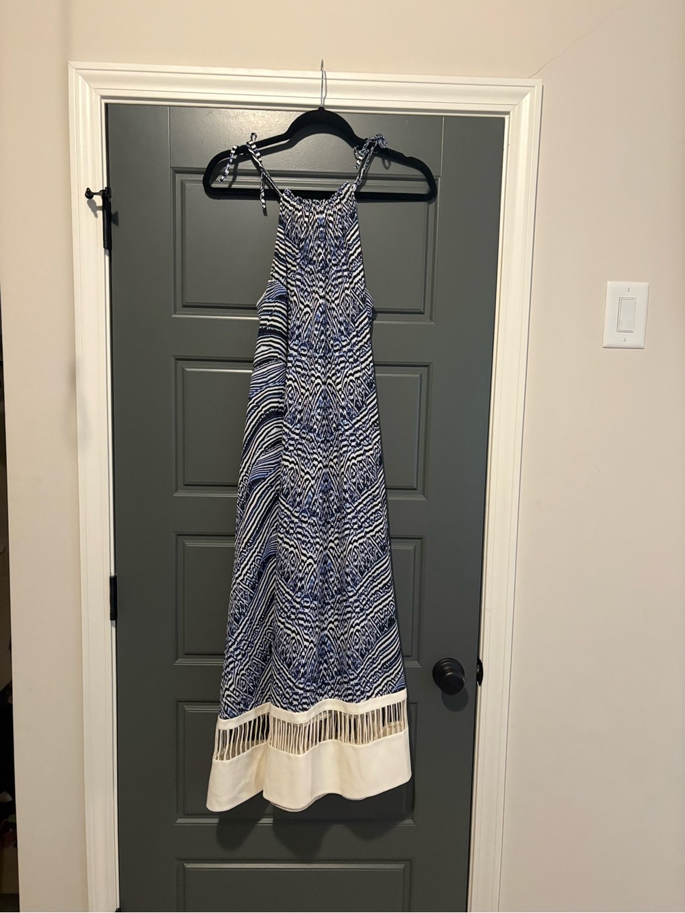 Sachin + Babi Blue White Printed Halter Maxi Dress Size 2